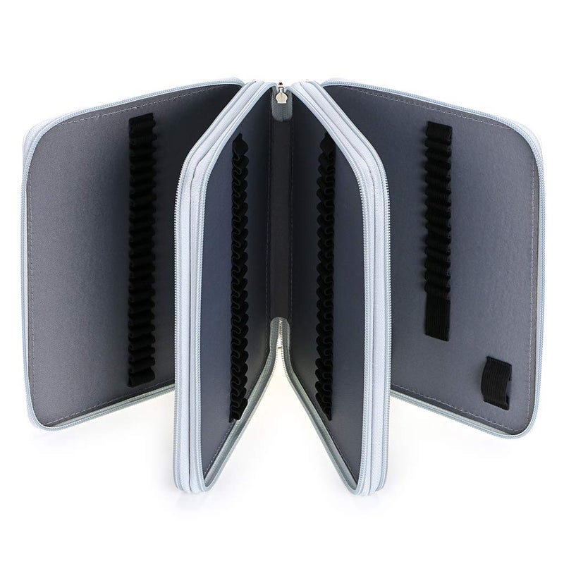 BTSKY Deluxe PU Leather Pencil Case For Colored Pencils - 120 Slot Pencil Holder with Handle Strap Handy Colored Pencil Box Large(White Marble) - Image 2